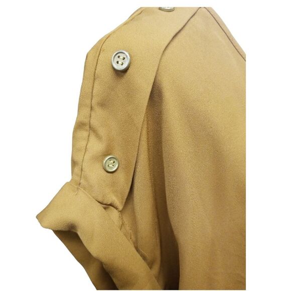 Speed Limit MPH Blouse Cuffef Cap Sleeves V-Neck 1/4 Zipper Dark Gold/Brown 2X - Picture 3 of 7